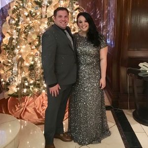 Silver Sequin Evening Gown